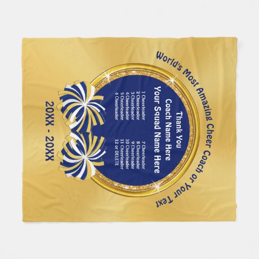 Blauwe en goudkleurige, beste predicaatcoachcadeau fleece deken (Voorkant (Horizontaal))