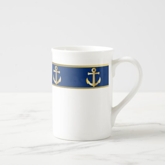 Blauwe en goudkleurige Chinese Mok (Rechts)