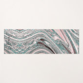 Blauwe en goudkleurige glitter zwaait aangepaste n yogamat (Voorkant (horizontaal))