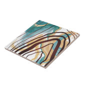 Blauwe en goudkleurige houten korrels Abstract Tegeltje (Zijkant)