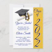 Blauwe en goudkleurige kap en tassel kaart (Voorkant)