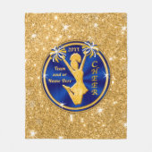 Blauwe en goudkleurige kronnen, Jouw tekst, KLEUR Fleece Deken (Voorkant)