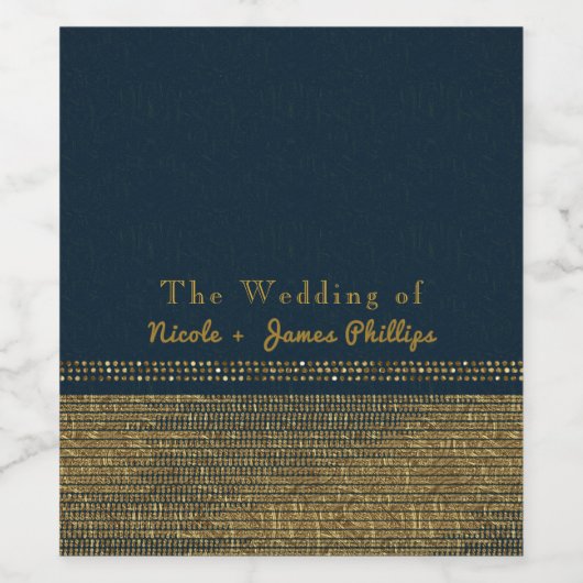 Blauwe en goudkleurige mousserende glam-partijetik wijn etiket (Enkel label)