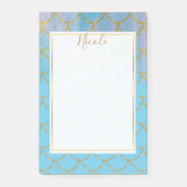 Blauwe en goudkleurige Shimmer Mermaid Scales Post-it® Notes (Voorkant)