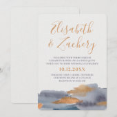 Blauwe en goudkleurige Waterverf Kaart (Voorkant / Achterkant)