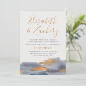 Blauwe en goudkleurige Waterverf Kaart (Staand voorkant)