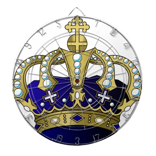 Blauwe en goudkoninklijke kroon dartbord (Voorkant)