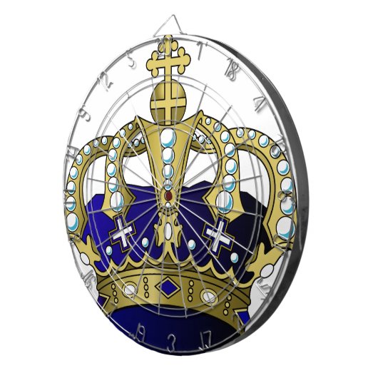 Blauwe en goudkoninklijke kroon dartbord (Voorkant Rechts)