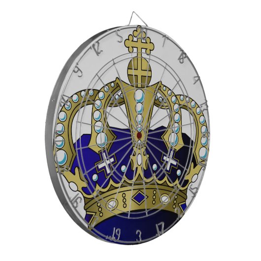 Blauwe en goudkoninklijke kroon dartbord (Voorkant Links)