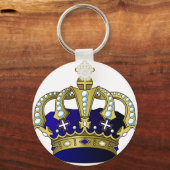 Blauwe en goudkoninklijke kroon sleutelhanger (Voorkant)