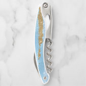 Blauwe en goudkurkschroef kurkentrekker (Achterkant)