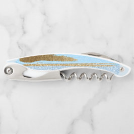 Blauwe en goudkurkschroef kurkentrekker