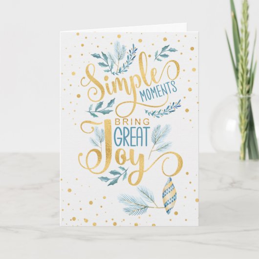 Blauwe en goudloze momenten brengen geweldige vreu feestdagen kaart (Voorkant)