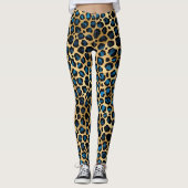 Blauwe en goudluipaard leggings (Voorkant)