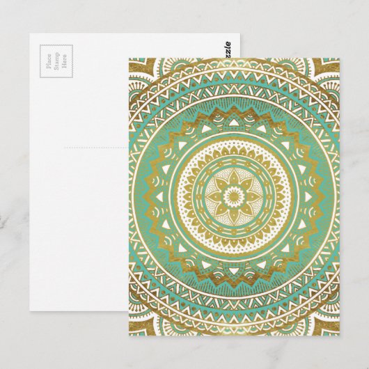 Blauwe en goudmadala briefkaart (Voorkant / Achterkant)