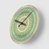 Blauwe en goudmadala ronde klok (Hoek)