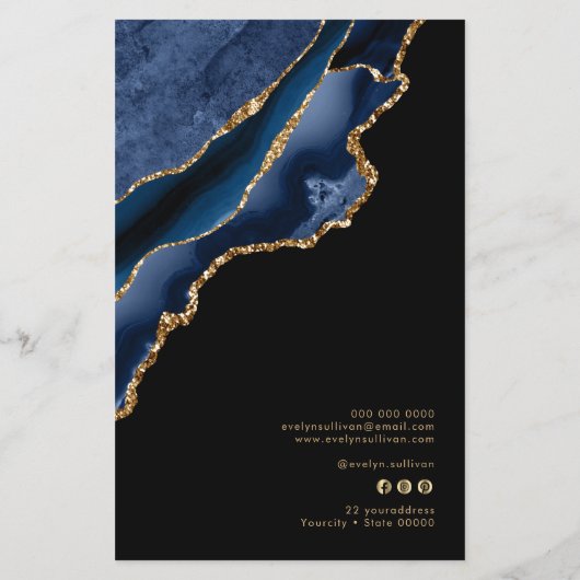 Blauwe en goudmakerij flyer (Achterkant)