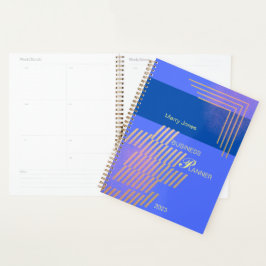 Blauwe en goudmakerij planner