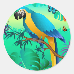 blauwe en goudmakreel in de Amazone Ronde Sticker