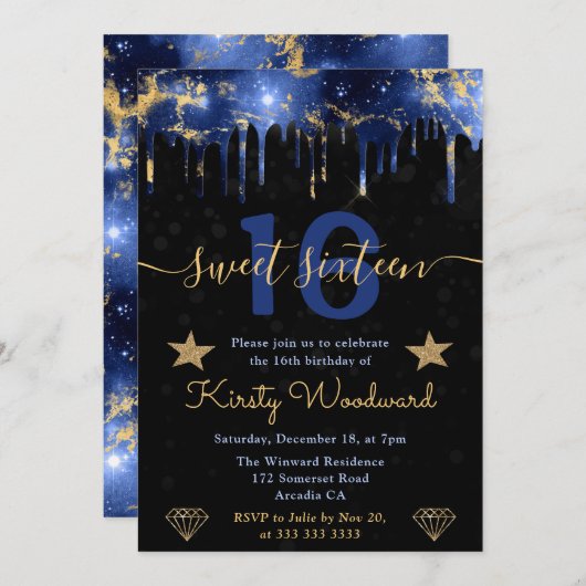 Blauwe en goudmakreel kaart (Voorkant / Achterkant)