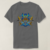 Blauwe en goudmakreel met zwarte achtergrond t-shirt (Design voorkant)