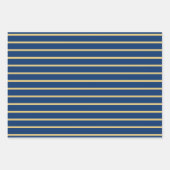 Blauwe en goudmakreel Nautical Stripe Inpakpapier Vel (Voorkant 2)