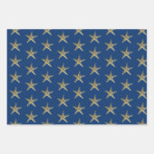 Blauwe en goudmakreel Nautical Stripe Inpakpapier Vel (Voorkant 3)