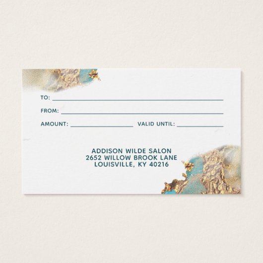 Blauwe en goudmatige Kaart voor vloeibaar inktpapi (Achterkant)