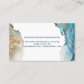 Blauwe en goudmatige kunst Vloeibare Waterverf Ink Afsprakenkaartje (Achterkant)