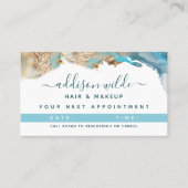 Blauwe en goudmatige kunst Vloeibare Waterverf Ink Afsprakenkaartje (Voorkant)