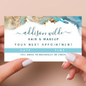 Blauwe en goudmatige kunst Vloeibare Waterverf Ink Afsprakenkaartje