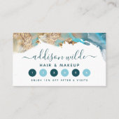 Blauwe en goudmatige kunst Vloeibare Waterverf Ink Klantenkaartje (Voorkant)