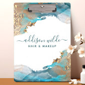 Blauwe en goudmatige kunst Vloeibare Waterverf Ink Klembord