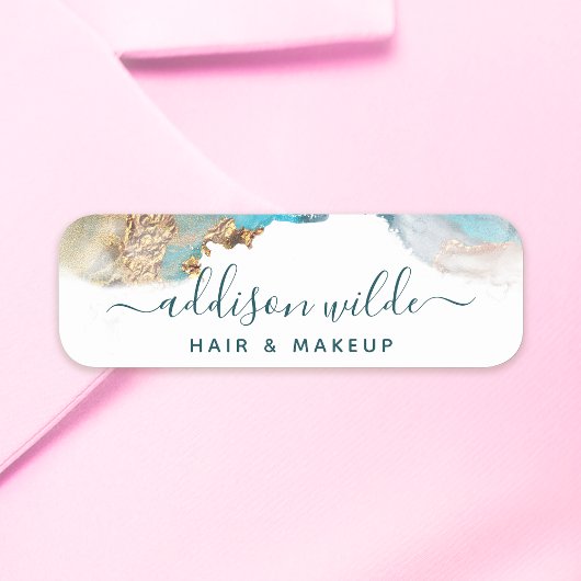 Blauwe en goudmatige kunst Vloeibare Waterverf Ink Naamplaatje