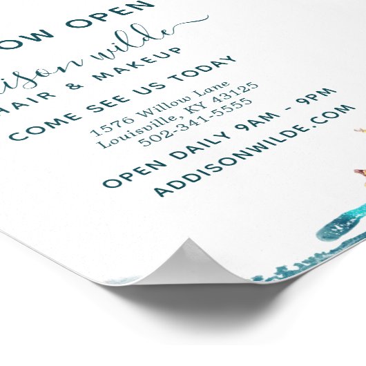 Blauwe en goudmatige kunst Vloeibare Waterverf Ink Poster (Hoek)