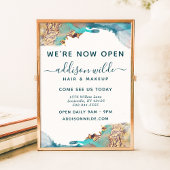 Blauwe en goudmatige kunst Vloeibare Waterverf Ink Poster