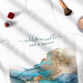 Blauwe en goudmatige kunst Vloeibare Waterverf Ink Schort