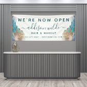 Blauwe en goudmatige kunst Vloeibare Waterverf Ink Spandoek