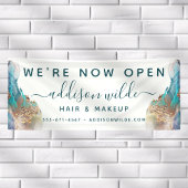 Blauwe en goudmatige kunst Vloeibare Waterverf Ink Spandoek