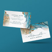 Blauwe en goudmatige kunst Vloeibare Waterverf Ink Visitekaartje