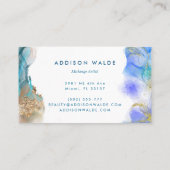 Blauwe en goudmatige kunst Vloeibare Waterverf Ink Visitekaartje (Achterkant)