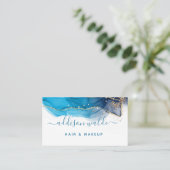 Blauwe en goudmatige kunst Vloeibare Waterverf Ink Visitekaartje (Staand voorkant)