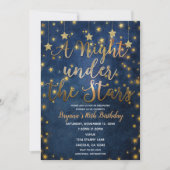 Blauwe en goudnacht onder de sterren Celestial Sky Kaart (Voorkant)