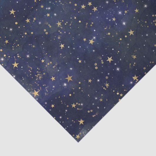 Blauwe en goudofficiële sterren Whimsical-Waterver Tissuepapier (Detail)