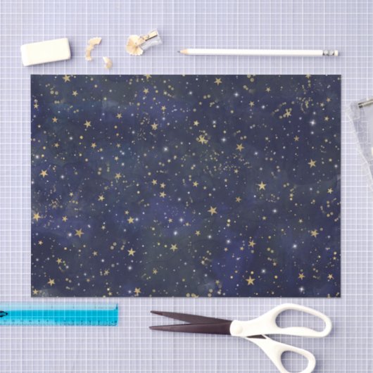 Blauwe en goudofficiële sterren Whimsical-Waterver Tissuepapier (Craft)