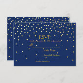 Blauwe en goudolie Confetti Stippen Bindende RSVP (Voorkant / Achterkant)