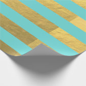 Blauwe en goudoliesnijpes bedrukt cadeaupapier (Hoek)