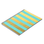 Blauwe en goudoliesnijpes bedrukt notitieboek (Linkerzijde)