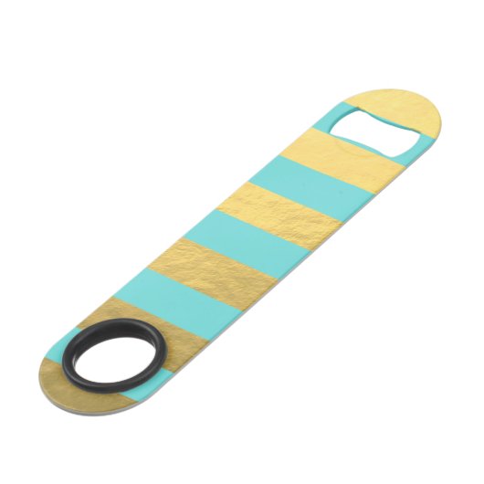 Blauwe en goudoliesnijpes bedrukt speed flessenopener (Voorkant Gekanteld)