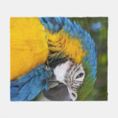 Blauwe en goudpapegaai fleece deken (Voorkant (Horizontaal))